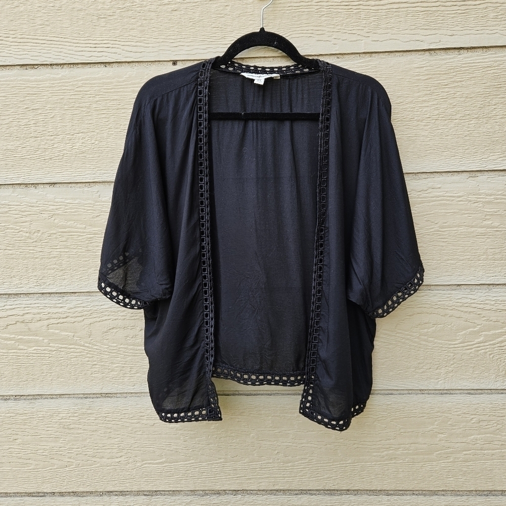 American Eagle lightweight short sleeve open front shrug cardigan black XS/S